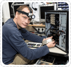 a man fixing system unit